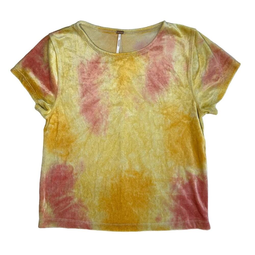 Free people Woman's Yellow Tie Dye Blouse Size Small